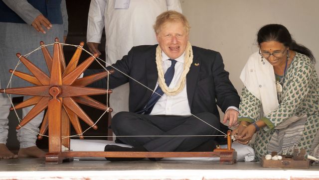 Spinning his magic: Boris Johnson begins India visit at Sabarmati Ashram in Ahmedabad