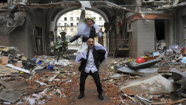 They found love in a hopeless place: Ukrainian nurse and doctor wed in war-shattered Kharkiv