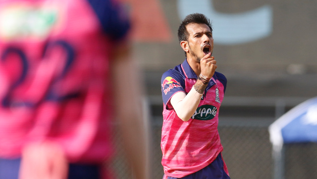 Yuzvendra Chahal of Rajasthan Royals celebrates the wicket of Jonny Bairstow of Punjab Kings during match 52 of the TATA Indian Premier League 2022 (IPL season 15) between the Punjab Kings and the Rajasthan Royals held at the Wankhede Stadium in Mumbai on the 7th May 2022 Photo by Deepak Malik / Sportzpics for IPL